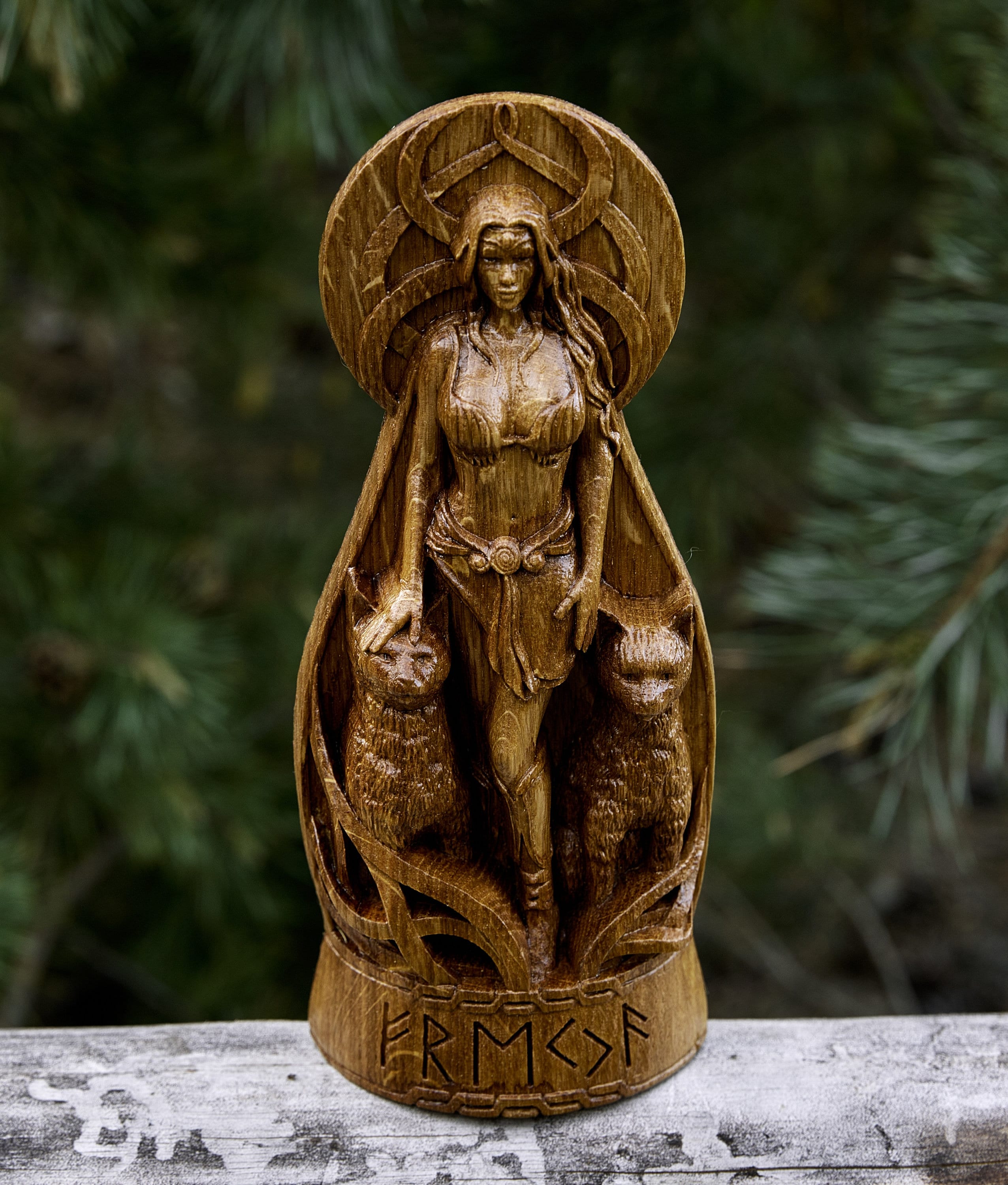 Freya God viking god Wood carved Freyja statue Pagan | Etsy