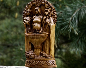 Estatua de Bridget - Escultura de madera de 9 pulgadas, hecha a mano, diosa celta de roble
