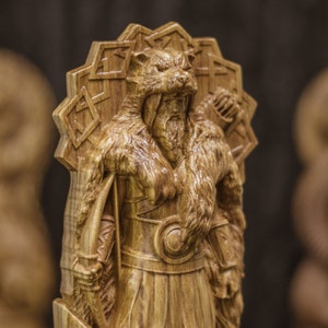 Ullr, God viking, god Wood carved statue Pagan paganism God, Altar sculpture pantheon