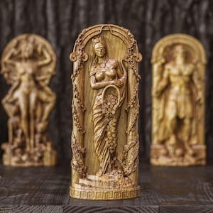Hand-Carved Tyche (Fortune) Goddess Statue | Greek Pagan Altar Decor, Goddess of Luck & Prosperity, Spiritual Gift