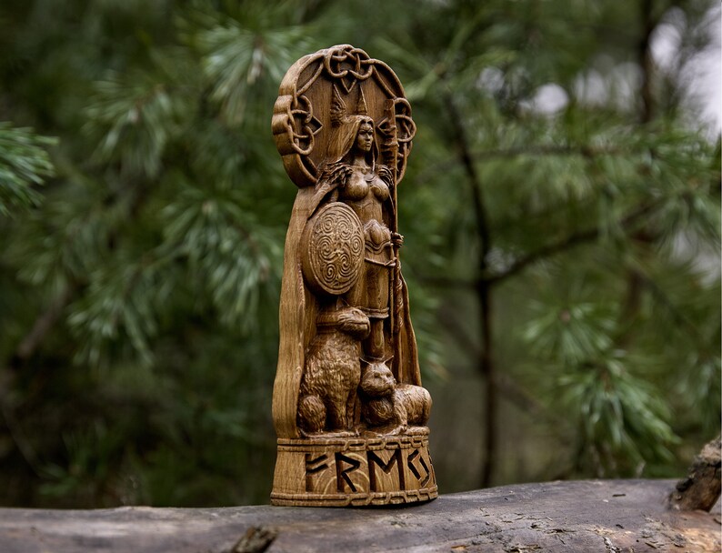 Freya God Viking God Wood Carved Freyja Statue Pagan Etsy