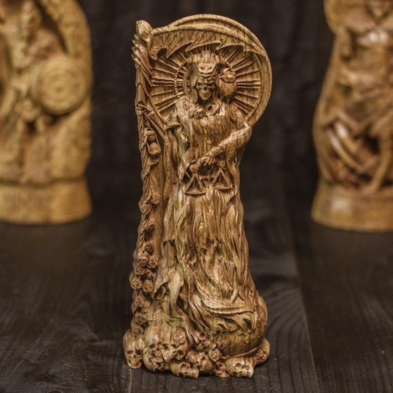 サンタ・ムエルテ像：手彫りのオーク材彫刻 - Etsy 日本