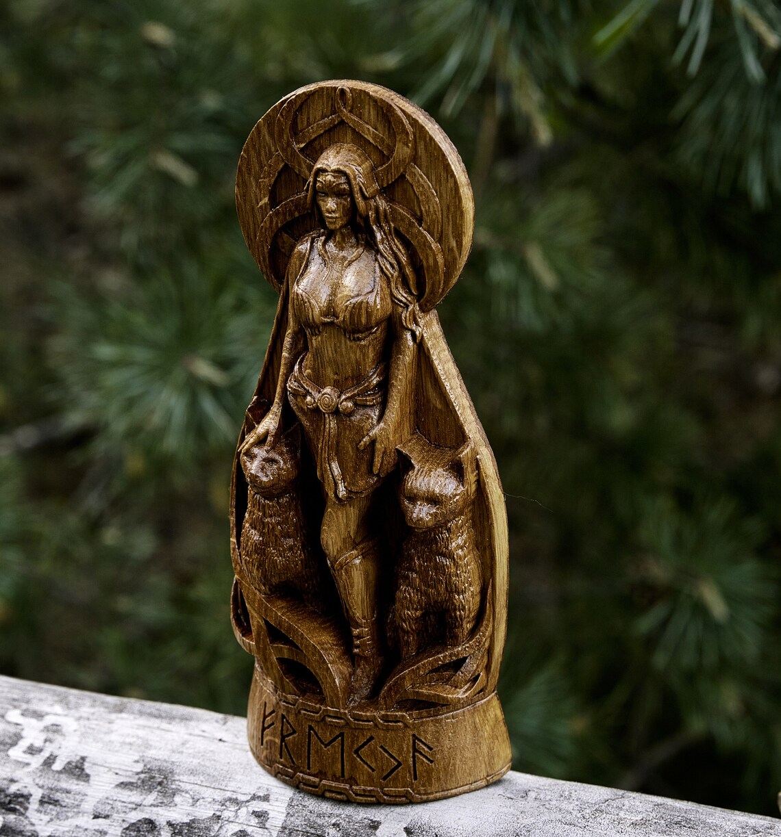 Freya God Viking God Wood Carved Freyja Statue Pagan Etsy