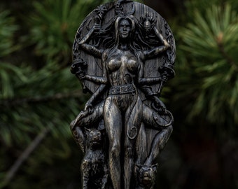 Embrace Ancient Wisdom: Handcrafted Wooden Statue - Ancient Greek Goddess Hecate - Symbol of Magic and Crossroads