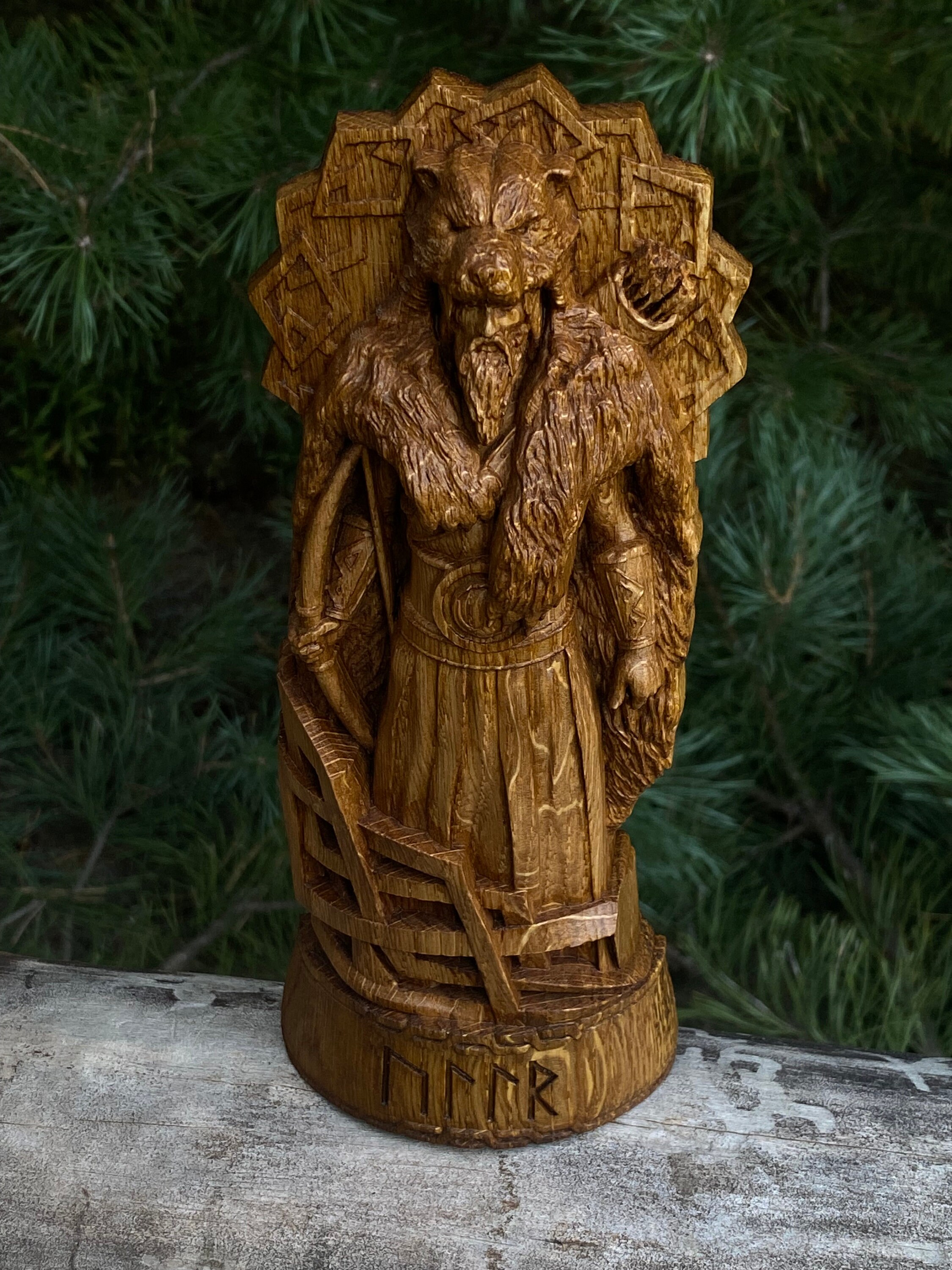 Ullr God Viking God Wood Carved Statue Pagan Paganism God Etsy