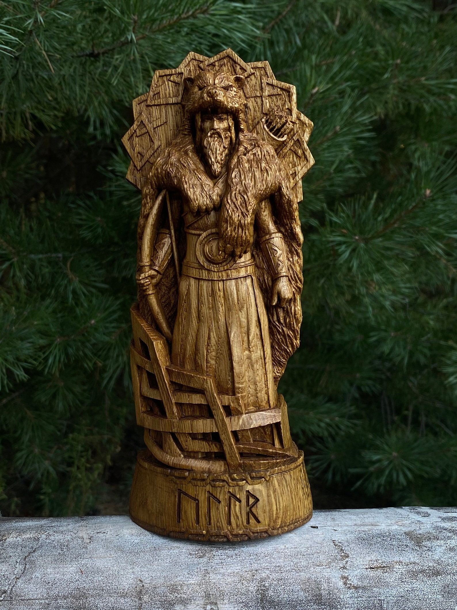 Ullr God Viking God Wood Carved Statue Pagan Paganism God Etsy