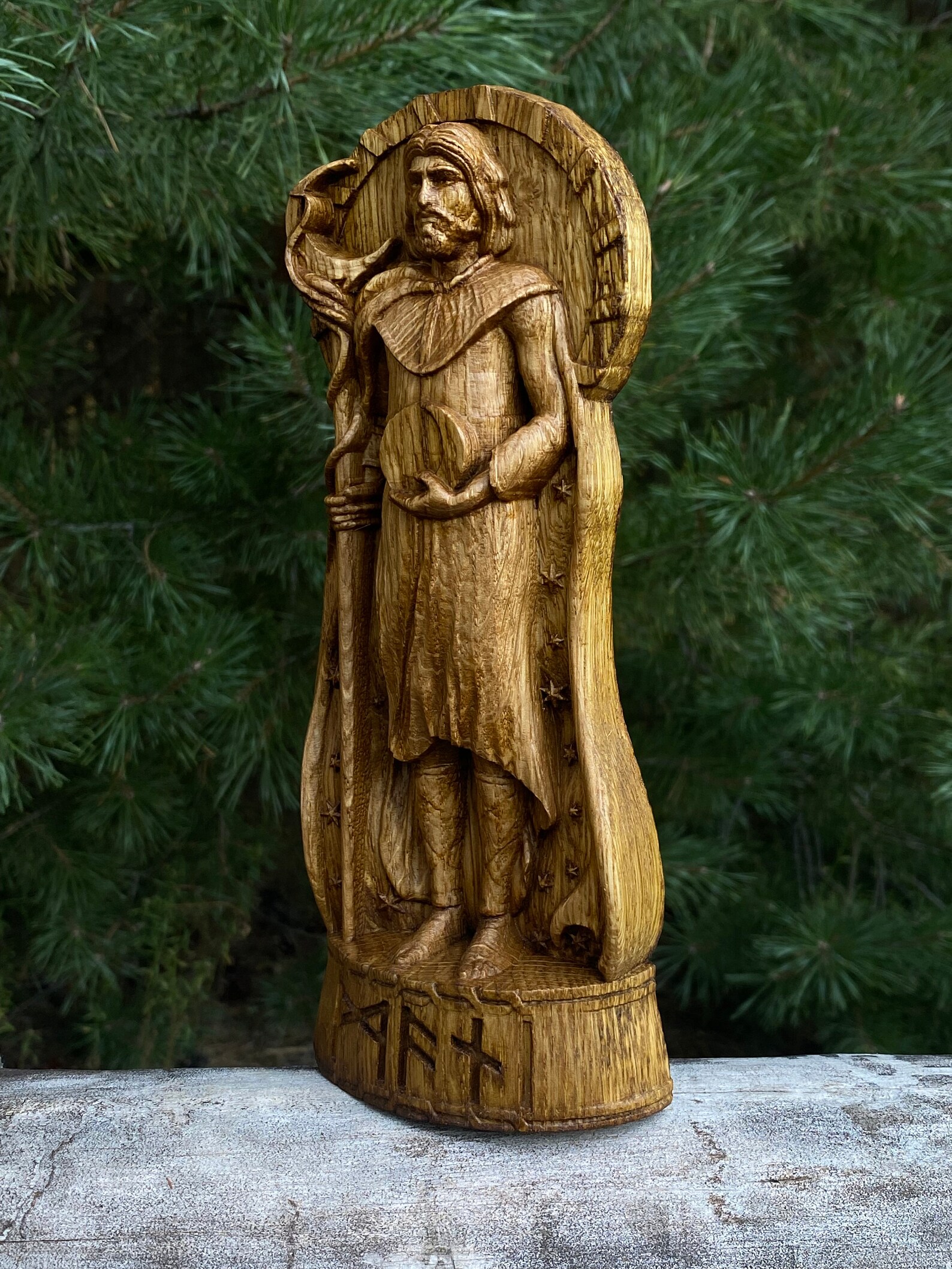 Mani God Viking God Wood Carved Statue Pagan Paganism God Etsy