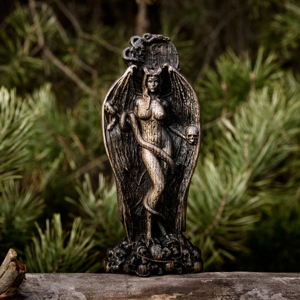 Lilith, Ishtar, Inanna, handgefertigte Holzstatue der Göttin Lilith – exquisites Kunstwerk