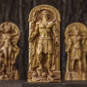 Carved Zeus God Statue | Greek Mythology Altar Decor, Olympian King Sculpture, Spiritual Gift