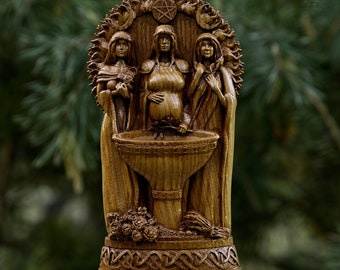 Embrace Celtic Heritage: Handcrafted Wooden Statue of Celtic Goddess Bridget - Symbol of Light and Transformation