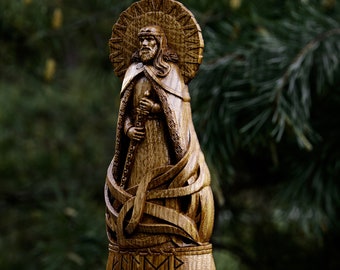 Carved Baldr God Statue | Norse Pagan Altar Decor, Viking Mythology Sculpture, Spiritual Gift