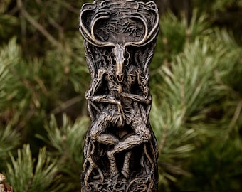 Embrace Ancient Mystique: Handcrafted Wooden Statue - Wendigo, the Canadian Indigenous Deity - Symbol of Nature's Power