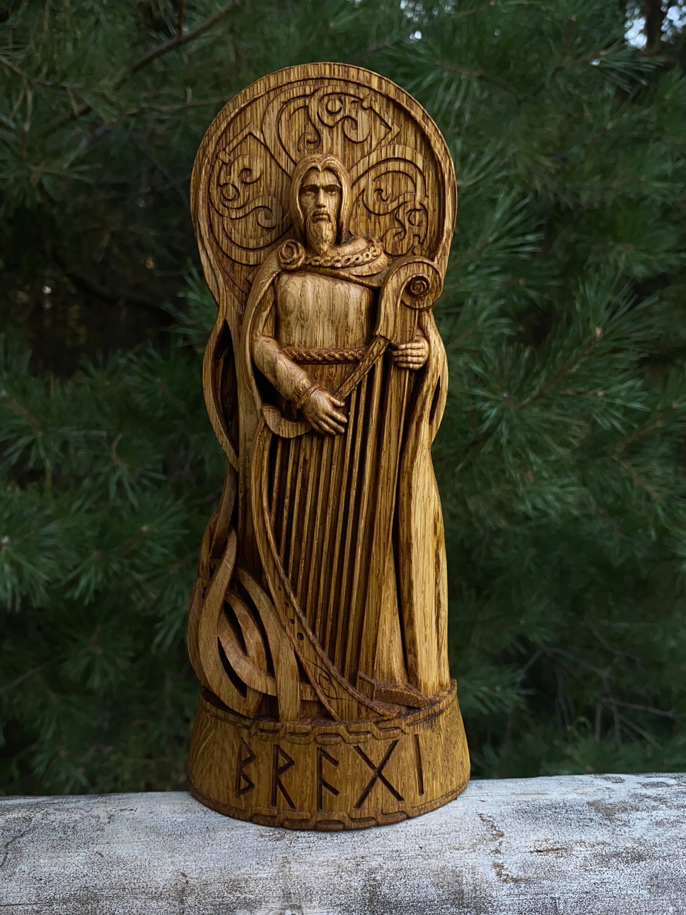 Bragi God Viking God Wooden Carved Statue Pagan Pagan God Altar Sculpture Pantheon