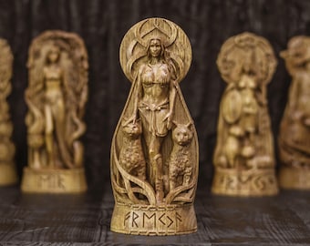 Freya God Viking God Wooden carved statue Freya Pagan Paganism God Altar Sculpture