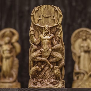 Hand-Carved Cernunnos Statue | Celtic Horned God of Nature & Abundance, Pagan Altar Decor, Wiccan Witchcraft Gift