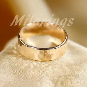 6.0  mm  Hammered  ring, 14k Gold filled ring, Sterling silver,  Rose gold filled