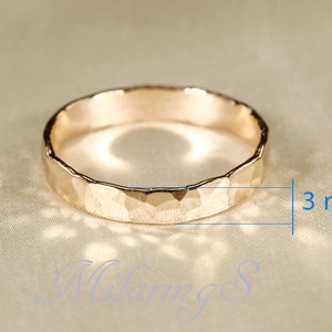 14k Gold Filled Ring, Hammered Ring, 3-8mm 3mm thick