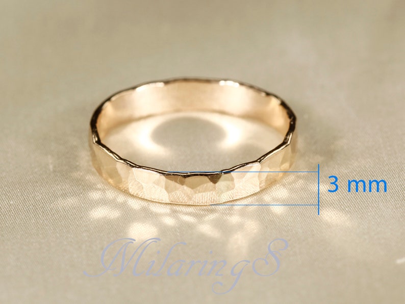 14k Gold Filled Ring, Hammered Ring, 3-8mm 3mm thick