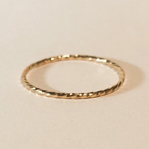 14K Gold Filled Twist Wire Ring: Stackable Style, 0.9mm