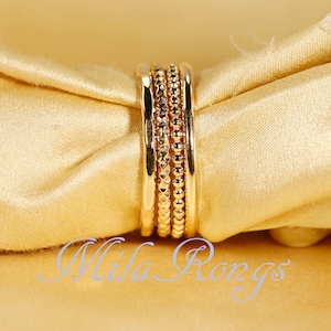 14K Gold Filled Stackable Ring Set - Sparkle, Round, Hammered