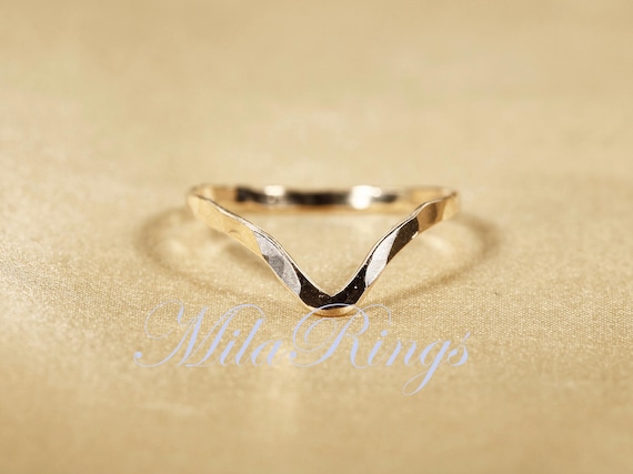 14K Yellow Gold Filled V Ring: Stackable Minimalist Band