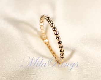 1.9mm     FULL-bead ring,     14K Gold Filled Stackable Bead Ring