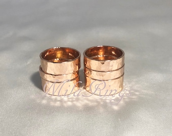 14k ROSE gold filled Ring, Flat wire,  Hammered Ring,  3-7mm width.