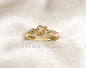 B-RxT/ 14K Yellow Gold Filled Double Knot Ring – Two Tone Twisted Band