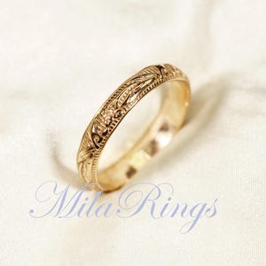 14k Gold filled Texture ring,  Half Round Wire Pattern Ring, 3.8mm width  ZP123N
