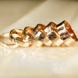 14k Gold Filled Ring, Hammered   Cigar band, hammered wide Ring in  3-8mm