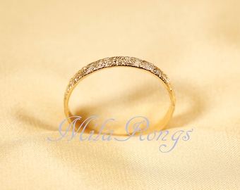 C600326 Anillo de oro macizo de 14 k, anillo martillado, 2,8 mm