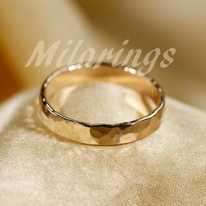 Hammered 14k Gold Filled Ring - Classic Band (3.6mm
