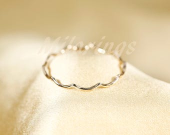 0.8mm   Wavelet-C  14K Yellow gold filled ring. Wavelet Stackable Ring
