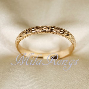 14k Gold filled Texture ring, Silver ring, Rose gold filled ring 2.8mm width ZP118 image 1