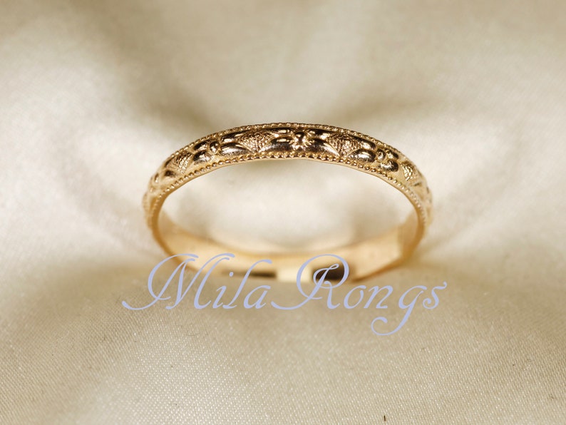 14k Gold filled Texture ring, Silver ring, Rose gold filled ring 2.8mm width ZP118 image 1