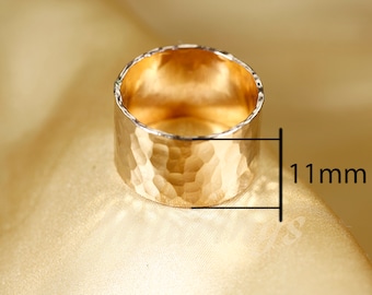 11mm     Hammered  Ring,      14K gold filled ring,   Sterling silver Rings.