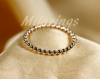 1,9 mm Vollperlenring, gold filled , Silber , Rosegold filled