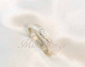 102101       Sterling silver Texture ring, 4mm width