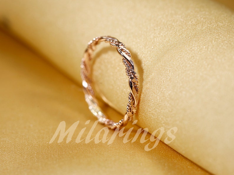TWIST6 14k Gold filled Texture ring, Silver ring, Rose gold filled ring 2.3mm width image 8