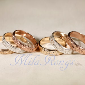 ZP164/ZP165 Gold filled Textur Ring, Rose Gold filled Textur Ring, Silber Ringe, Bild 5