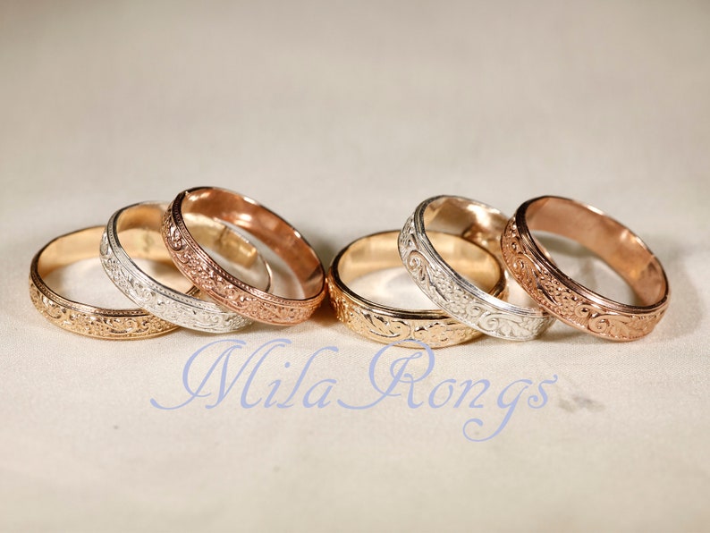 ZP164/ZP165 Gold filled Textur Ring, Rose Gold filled Textur Ring, Silber Ringe, Bild 5