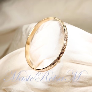 Pulsera con patrón bañada en oro de 14 quilates, hecha a mano - 7987
