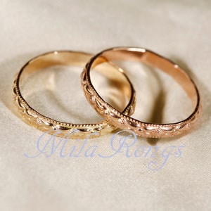 14k Gold filled Texture ring, Silver ring, Rose gold filled ring 2.8mm width ZP118 image 8