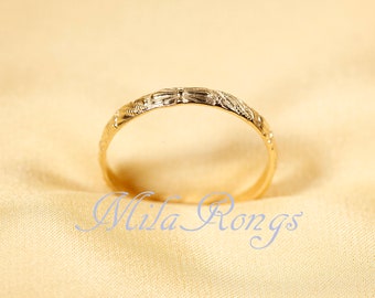 C600101   14k Solid Gold Ring    Hammered  Ring, 2.8mm