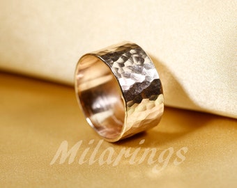 9 mm 14K Gold Filled Ring, Sterling Silber Band Zigarre Banderole