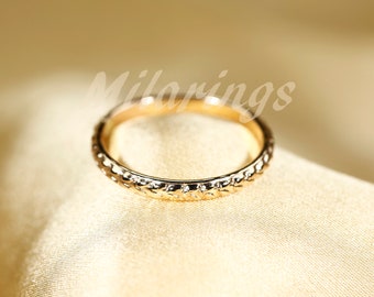 Textured 14k Gold Filled Ring - 2.5mm Sterling Silver Band