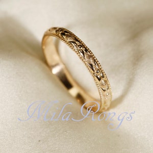 Anillo de textura relleno de oro de 14k, anillo de plata, anillo relleno de oro rosa de 2,8 mm de ancho ZP118 imagen 3