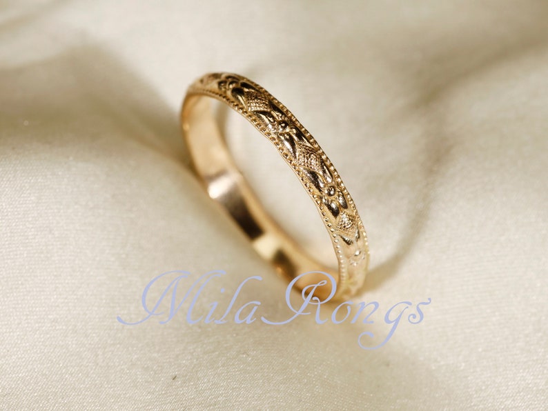 Anillo de textura relleno de oro de 14k, anillo de plata, anillo relleno de oro rosa de 2,8 mm de ancho ZP118 imagen 3