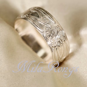 102107 Sterling silver texture ring, 7.7mm image 3