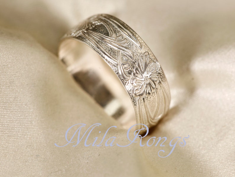 102107 Sterling silver texture ring, 7.7mm image 3